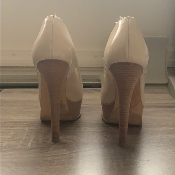 Fendi | Beige Leather Logo Platform Pumps 36.5 - Picture 7 of 9